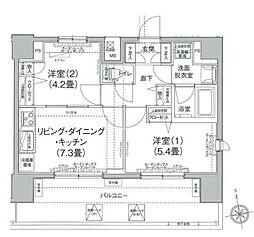 ティモーネ日暮里イースト 2LDKの間取図画像