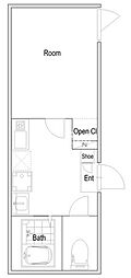 フラワーガーデン暮(Flower Garden日暮里) 1Kの間取図画像