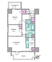 レジディア町屋 2LDKの間取図画像