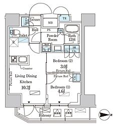 PARKAXIS入谷 2LDKの間取図画像