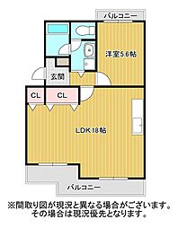 シオン竜南1 1LDKの間取図画像