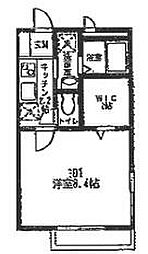 ヴィルドミール 1Kの間取図画像