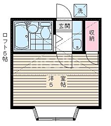 ６４０６−アミューズ若宮 1階1Kの間取り