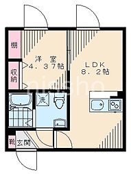 ８０４３−Ｒｅａｆ西荻北 3階1LDKの間取り