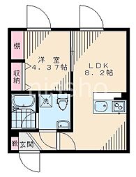 ８０４３−Ｒｅａｆ西荻北 4階1LDKの間取り