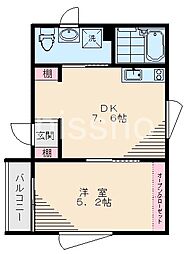 8061-ゼフィロス 1DKの間取図画像