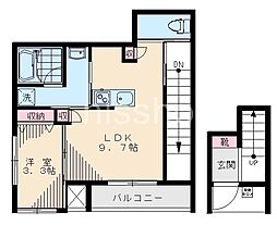 8083-家政ハイツ八番館 1LDKの間取図画像