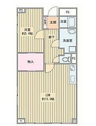 シャトー三木 1LDKの間取図画像