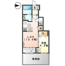 グランディール 1LDKの間取図画像
