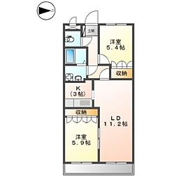 プロニティハウス 2LDKの間取図画像