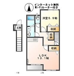 ジュピター1 1LDKの間取図画像