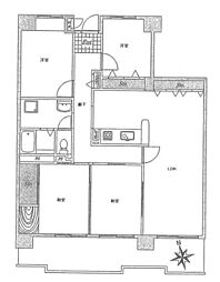 第八恵美酒マンション 4LDKの間取図画像