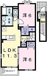 アルパイン 2LDKの間取図画像