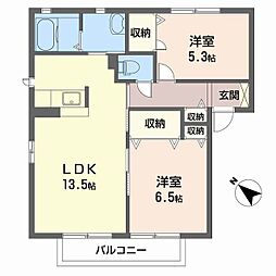 シャーメゾン南町ノ坪A 2LDKの間取図画像