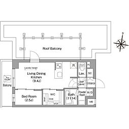 コンフォリア南品川 5階1LDKの間取り