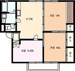 広島高速交通アストラムライン 不動院前駅 徒歩14分の賃貸アパート 2階3DKの間取り