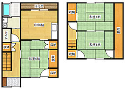 JR山陽本線 向洋駅 徒歩19分の賃貸一戸建て 1階3DKの間取り