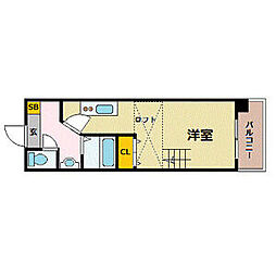 広島電鉄1系統 袋町駅 徒歩3分の賃貸マンション 9階1Kの間取り