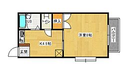 JR山陽本線 天神川駅 徒歩10分の賃貸アパート 2階1Kの間取り