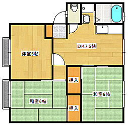 広島高速交通アストラムライン 祇園新橋北駅 徒歩7分の賃貸アパート 2階3DKの間取り