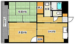 広島電鉄8系統 舟入町駅 徒歩4分の賃貸マンション 3階2DKの間取り