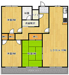 JR山陽本線 向洋駅 徒歩18分の賃貸マンション 2階3LDKの間取り