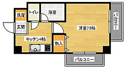 広島高速交通アストラムライン 上安駅 徒歩5分の賃貸マンション 4階1Kの間取り