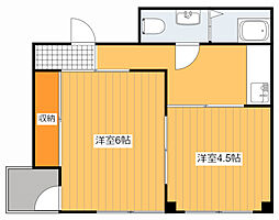 広島電鉄1系統 鷹野橋駅 徒歩4分の賃貸マンション 4階2DKの間取り