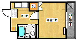 広島電鉄5系統 比治山下駅 徒歩12分の賃貸マンション 4階1Kの間取り