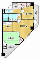 JR山陽本線 向洋駅 徒歩23分の賃貸マンション 7階2LDKの間取り