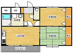 JR可部線 緑井駅 徒歩8分の賃貸マンション 3階2LDKの間取り