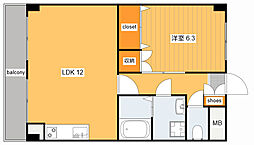 広島高速交通アストラムライン 大町駅 徒歩5分の賃貸マンション 2階1LDKの間取り