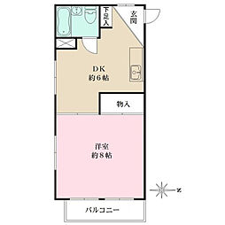 広島電鉄宮島線 商工センター入口駅 徒歩4分の賃貸マンション 2階1DKの間取り