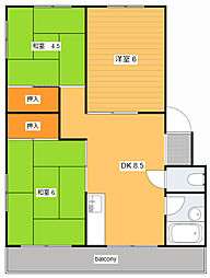 JR可部線 梅林駅 徒歩4分の賃貸マンション 1階3DKの間取り
