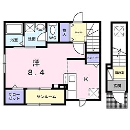 JR可部線 安芸長束駅 徒歩32分の賃貸アパート 2階1Kの間取り