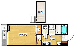 広島電鉄9系統 白島駅 徒歩24分の賃貸アパート 2階1Kの間取り