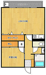 JR可部線 三滝駅 徒歩31分の賃貸マンション 4階1LDKの間取り