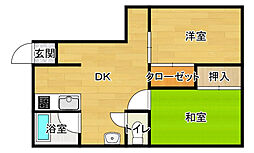 広島電鉄8系統 舟入町駅 徒歩8分の賃貸マンション 2階2DKの間取り