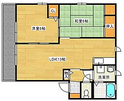 JR芸備線 戸坂駅 徒歩15分の賃貸アパート 1階2LDKの間取り