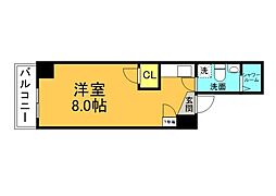 広島電鉄1系統 宇品4丁目駅 徒歩2分の賃貸マンション 5階ワンルームの間取り