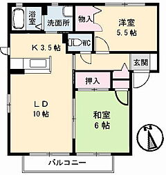 JR可部線 安芸長束駅 徒歩14分の賃貸アパート 1階2LDKの間取り