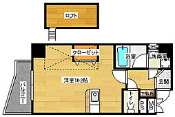 広島電鉄2系統 稲荷町駅 徒歩3分の賃貸マンション 2階ワンルームの間取り