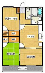 JR可部線 古市橋駅 徒歩8分の賃貸アパート 2階2LDKの間取り