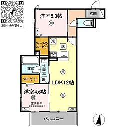JR芸備線 矢賀駅 徒歩22分の賃貸アパート 1階2LDKの間取り