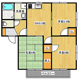 JR呉線 海田市駅 徒歩10分の賃貸アパート 1階3DKの間取り