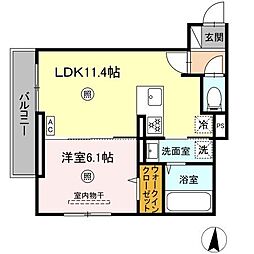 JR山陽本線 新井口駅 徒歩8分の賃貸アパート 2階1LDKの間取り