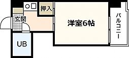 広島電鉄2系統 観音町駅 徒歩2分の賃貸マンション 5階ワンルームの間取り