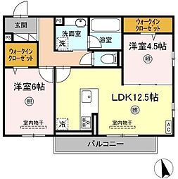 広島高速交通アストラムライン 毘沙門台駅 徒歩4分の賃貸アパート 3階2LDKの間取り