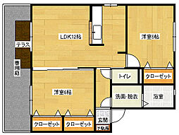 広島高速交通アストラムライン 長楽寺駅 徒歩7分の賃貸アパート 1階2LDKの間取り