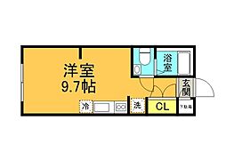 JR可部線 安芸長束駅 徒歩25分の賃貸アパート 1階ワンルームの間取り